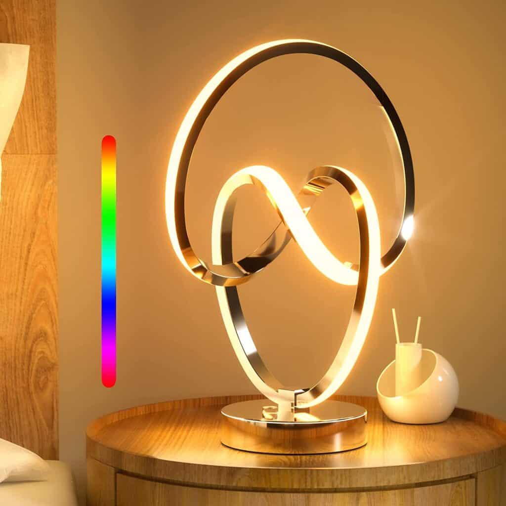 Airnasa Modern Spiral RGB Table Lamp, Touch Dimmable LED Bedside Lamp.