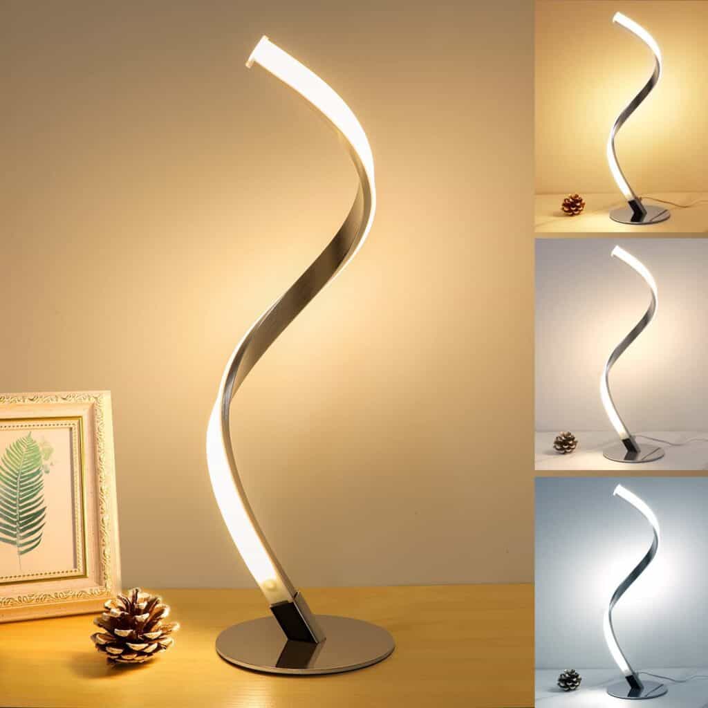 KIAMPON Modern Spiral Table Lamp, 3 Colors Touch Control Desk
