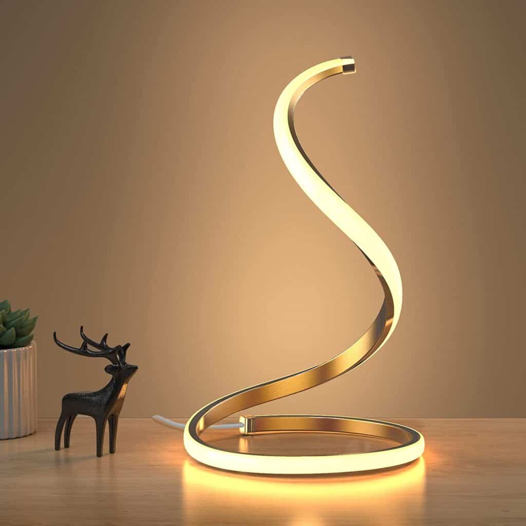 NUÜR Spiral LED Table Lamp, Modern 3 Colors Dimmable Desk Lamp with Minimalist Lighting Design