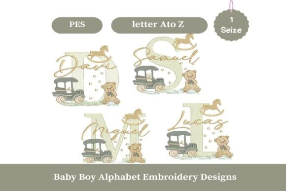 Baby Boy Alphabet Embroidery Design A–Z