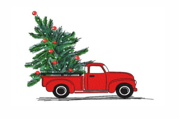 Christmas Truck Embroidery Design