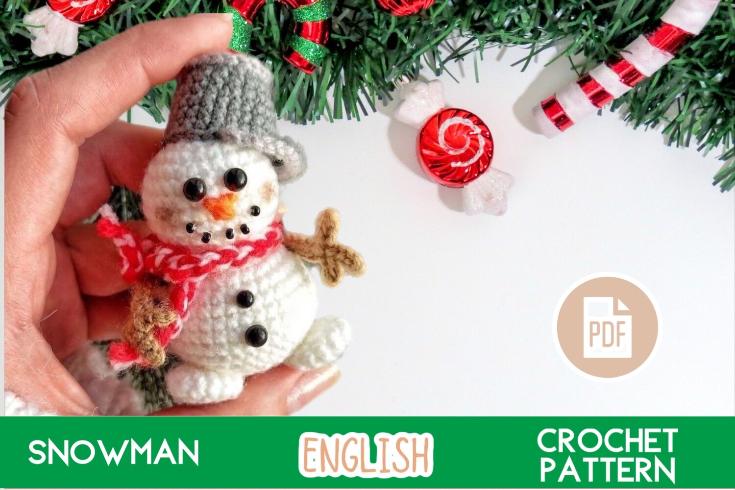 Crochet Christmas New Year Snowman PDF Pattern