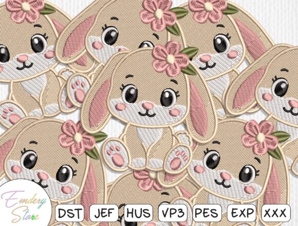 Cute Bunny Embroidery Patch Design