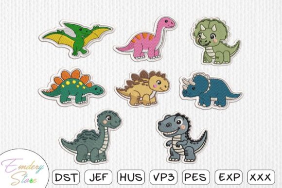 Cute Dinosaur Patch Embroidery Bundle
