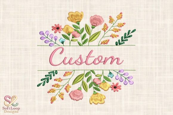 Floral Name Embroidery Design