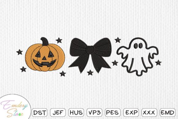 Halloween Pumpkin Ghost Embroidery Design