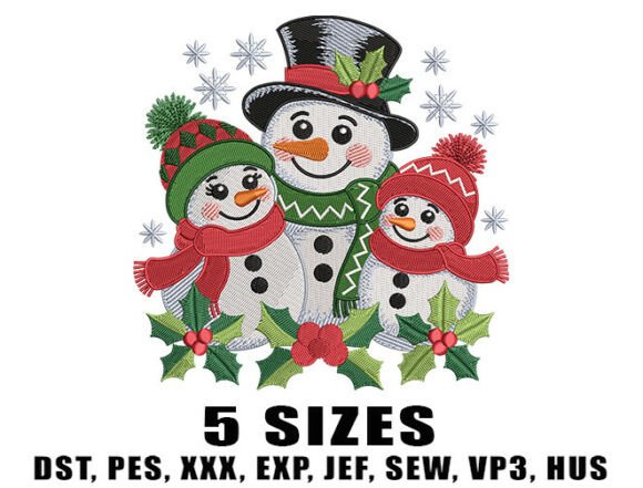 Snowman Family Christmas Embroidery Design