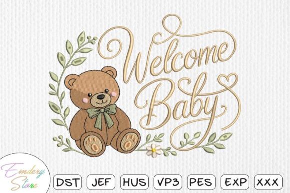 Teddy Bear Laurel Wreath Embroidery