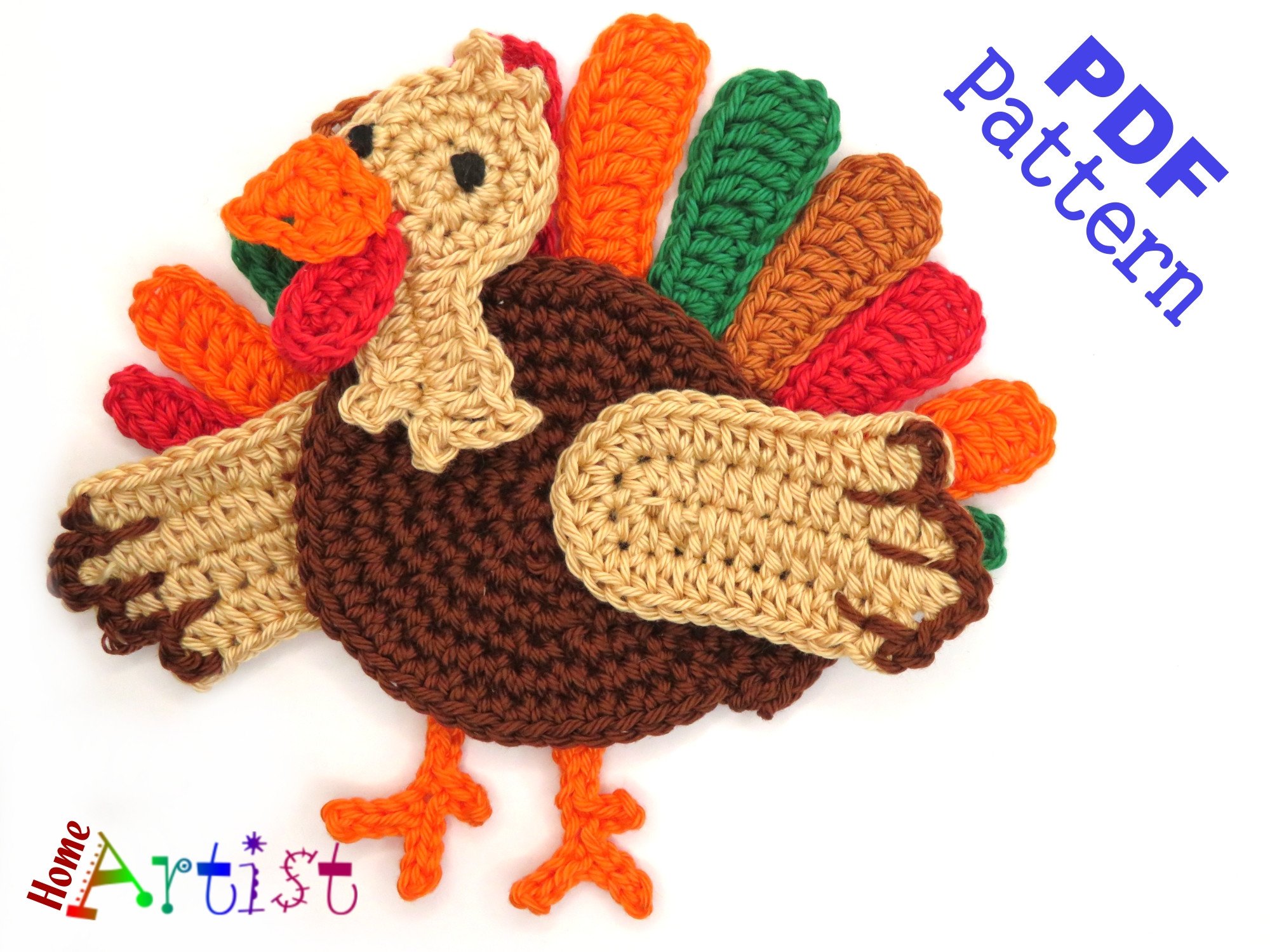 Turkey Thanksgiving Crochet Applique Pattern