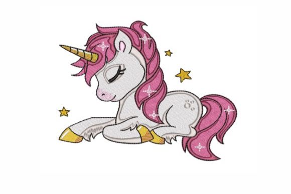 Sleepy Unicorn Baby Embroidery Design