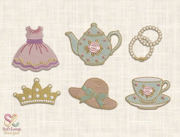 Vintage Princess Tea Embroidery Bundle