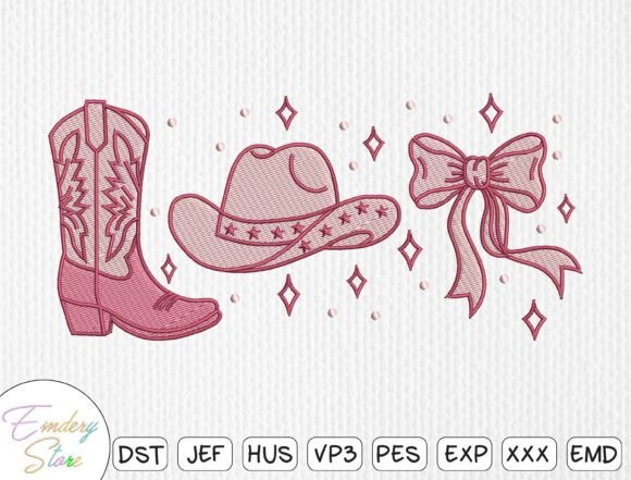 Western Cowgirl Embroidery Design