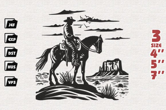 Cowboy on Horseback Embroidery Design