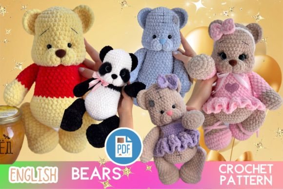 Crochet 5 Bears Amigurumi PDF Pattern