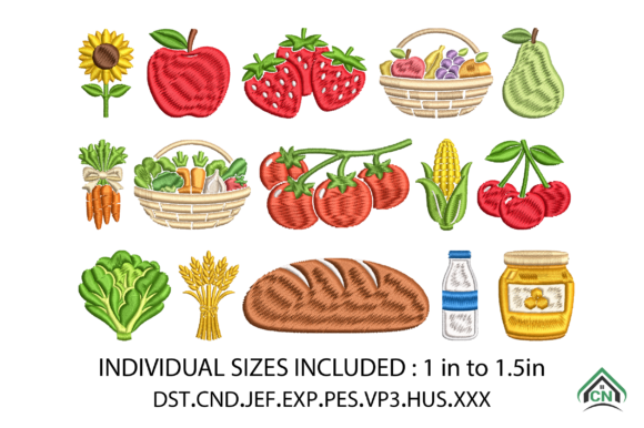 Farmers Market Embroidery Design Set