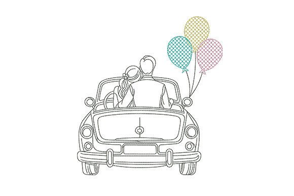 Just Married Car Embroidery Design