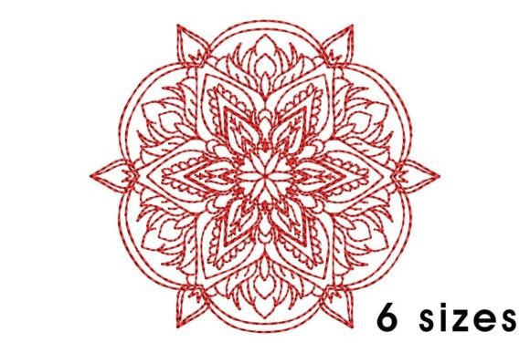 Mandala Circular Flower Redwork Embroidery Design