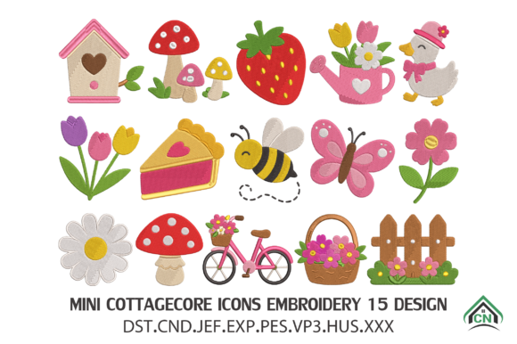 Mini Cottagecore Icons Embroidery Design