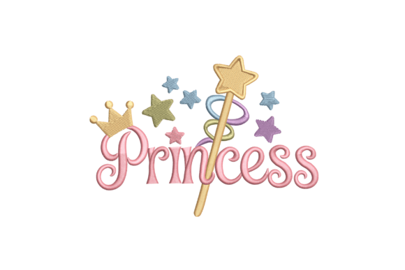 Princess Star Wand Baby Embroidery Design