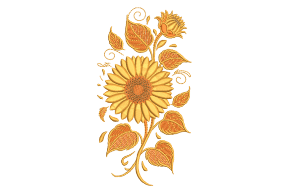 Sunflower Vine Embroidery Design