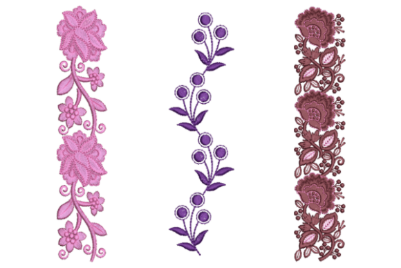 Vintage Floral Borders Set Embroidery