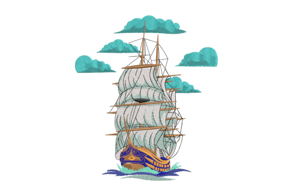 Vintage Sailing Ship Embroidery Design
