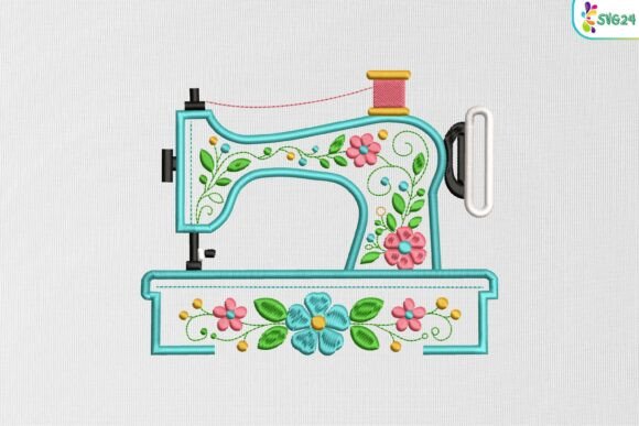 Vintage Sewing Machine Floral Blossom Embroidery Design