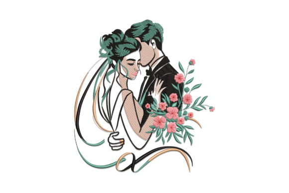 Wedding Couple Embroidery Design