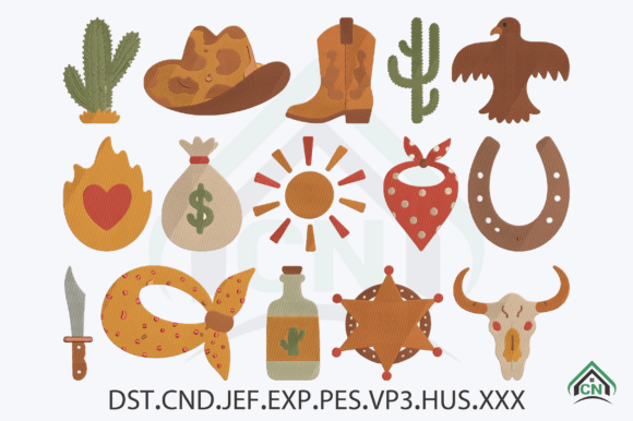 Western Cowboy Boho Embroidery Design