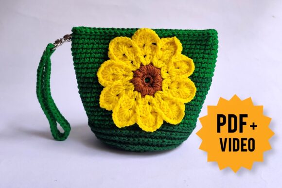 3D Sunflower Crochet Coin Purse Pattern