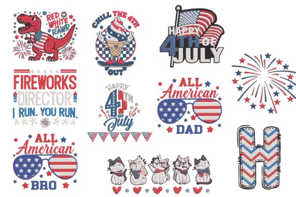 4th of July Patriotic Embroidery Bundle Set