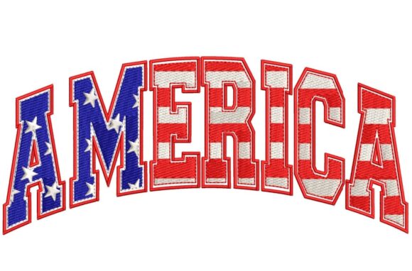 America 4th of July Embroidery Design