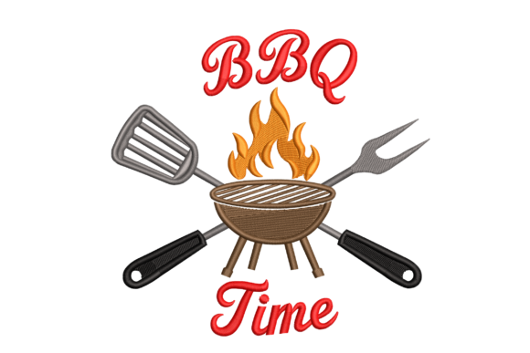 BBQ Time Grill Utensils Embroidery Design