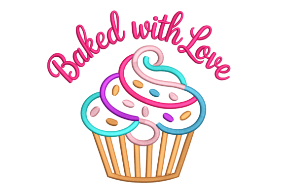 Baked with Love Cupcake Embroidery Design
