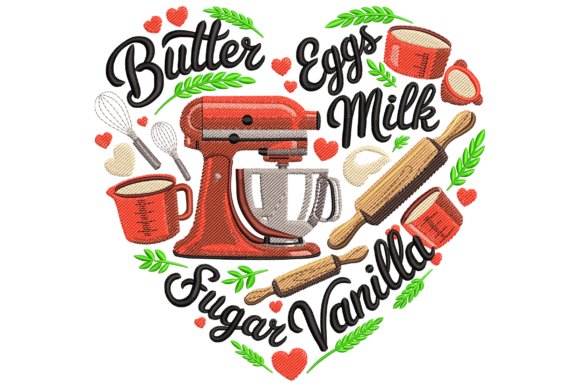 Baking Ingredients Embroidery Design