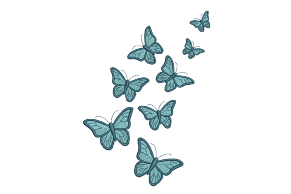 Blue Butterfly Cluster Embroidery Design