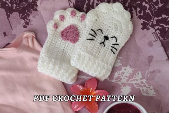 Cat Fingerless Gloves Crochet Pattern