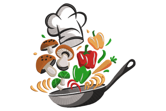 Chef Hat and Vegetables Embroidery Design