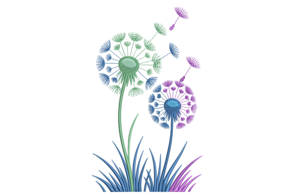 Colorful Dandelions Embroidery Design