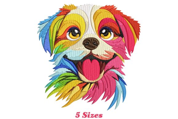 Colorful Dog Head Machine Embroidery Design