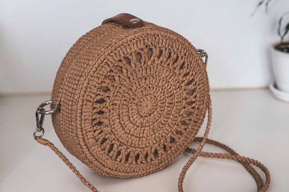 Crochet Pattern Round Bag with Raffia
