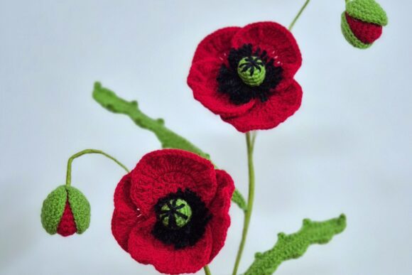 Crochet Poppy Long Stem Remembrance Pattern