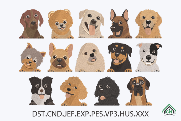 Cute Dog Faces Embroidery Bundle