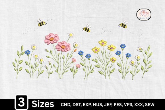 Daisy Wildflower Bee Embroidery