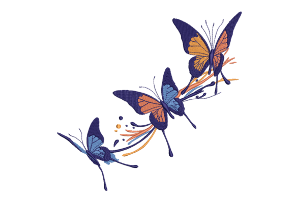 Elegant Butterfly Trio Embroidery Design
