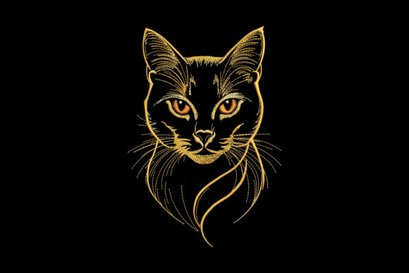 Elegant Cat Head Embroidery Design