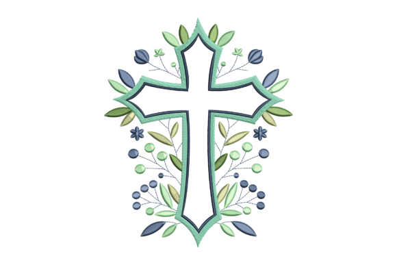 Elegant Floral Cross Motif Embroidery Design