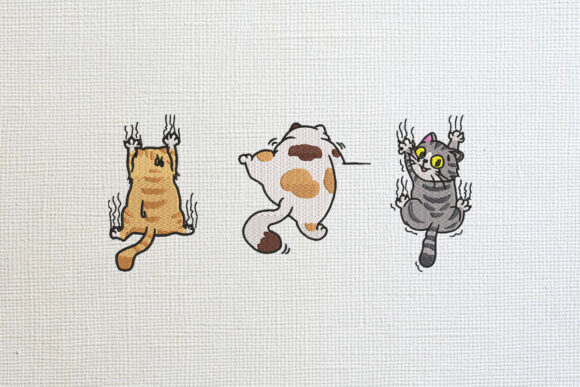Funny Clinging Cats Embroidery Design Bundle