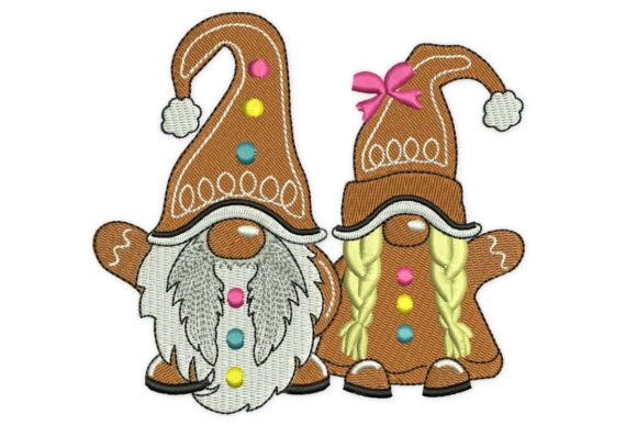 Gingerbread Christmas Gnomes Embroidery Design