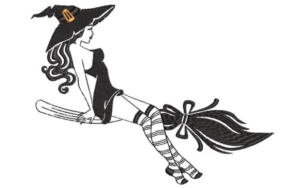 Halloween Witch Embroidery Design